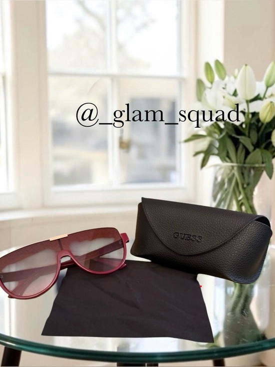 Guess Accessories - GUESS Burgundy Pink Shield Sunglasses GO00033 74T with Case & Pouch